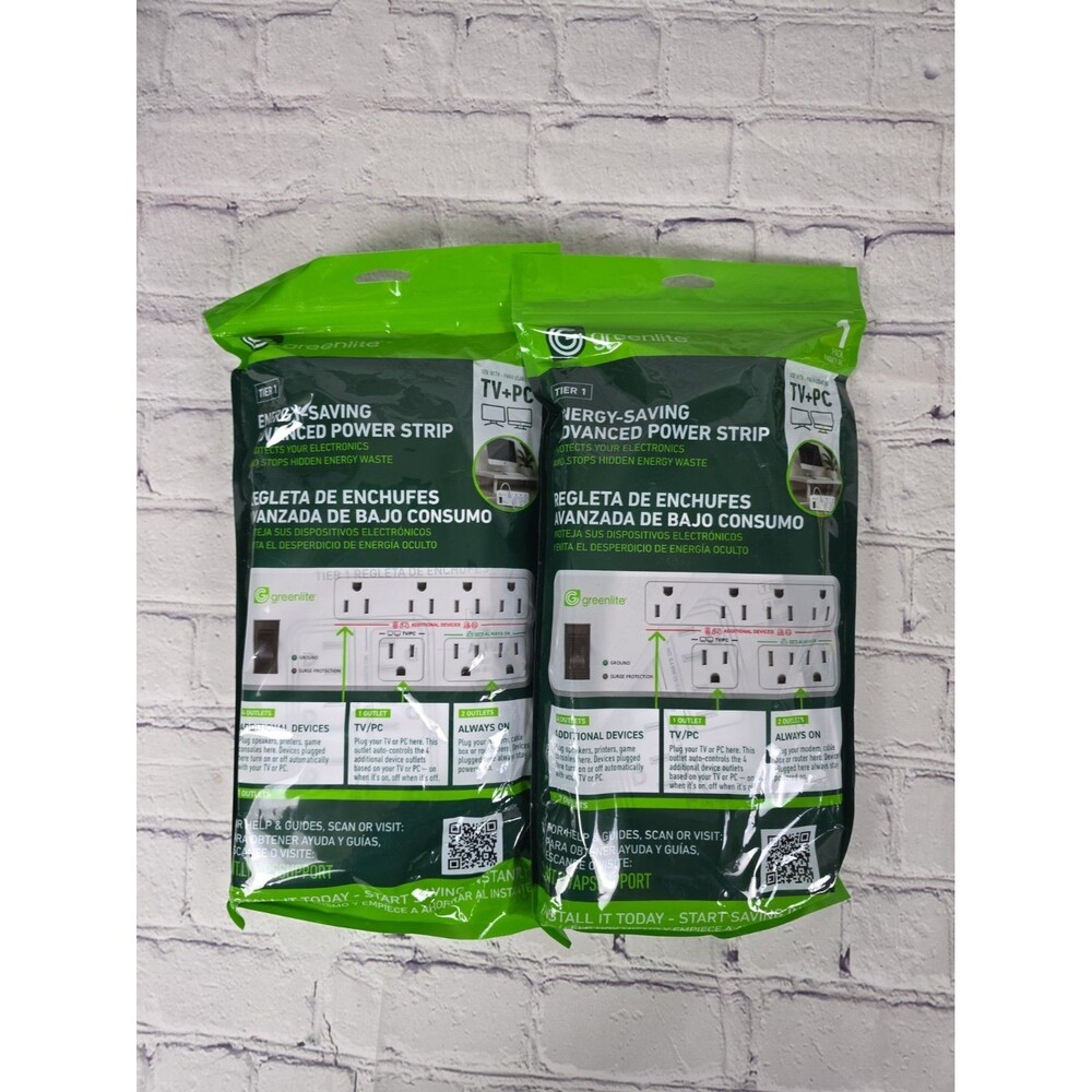 Greenlite Energy Saving Surge Protection Power Strip 7 Outlets 3ft White (2)